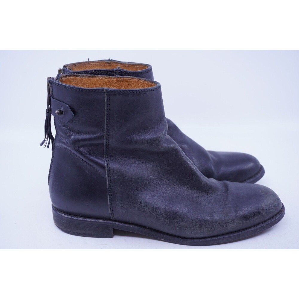 MADEWELL Womens Black Leather The Hayes Zip Back Flat Black Ankle Boots Size 8